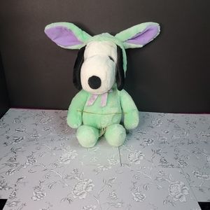 Peanuts Plush Snoopy Dog Beagle 12" Green Easter Bunny Green Purple Ears